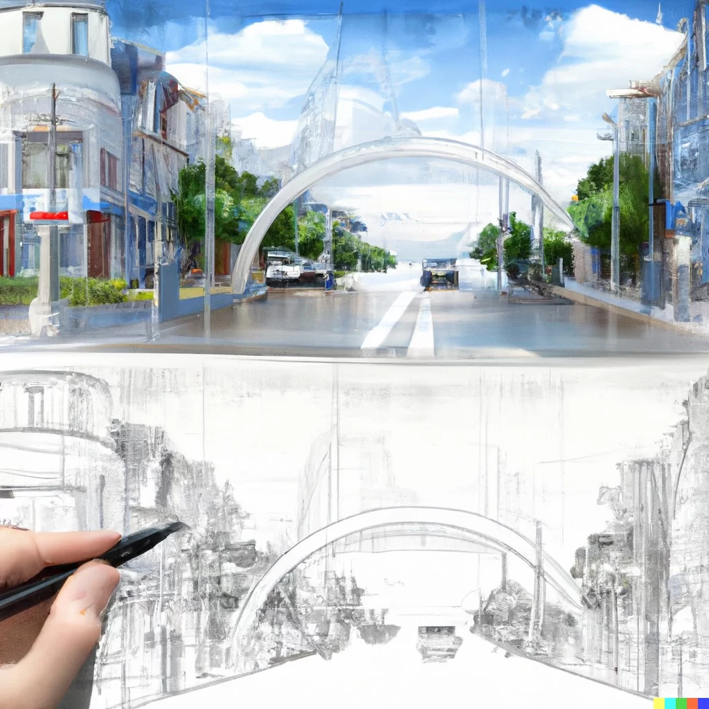 Architect S Concept Sketch Drawing of a Public Park within the Urban Area.  Stock Illustration - Illustration of drawing, color: 273872358