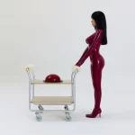 BIO POP - BAR CART (2025) Painted stainless steel, plexiglass, 3D printed resin, rolling casters