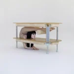 BIO POP - DINING TABLEPainted stainless steel, plexiglass, 3D printed resin and shearling furPho