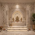 Elegant marble temple with deity altar