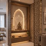 Serene home shrine with golden glow